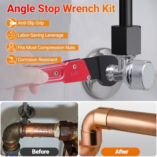 Preciva 9PCS Angle Stop Wrench Kit,2-in-1 Faucet Wrench | Hand Tools - Image 6