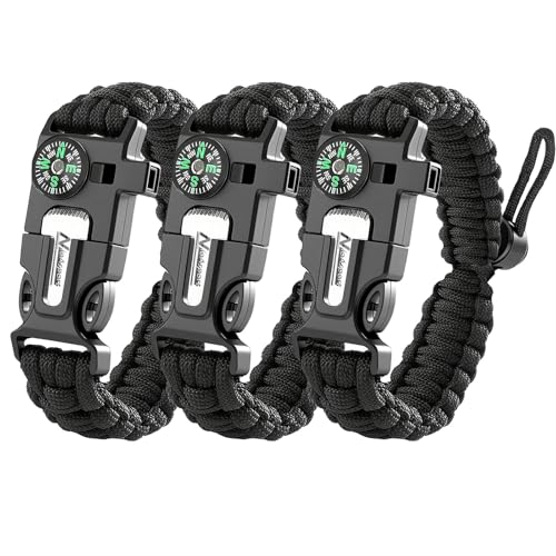 Paracord Survival Bracelet (3 Pack) - Adjustable with Fire - Image 2