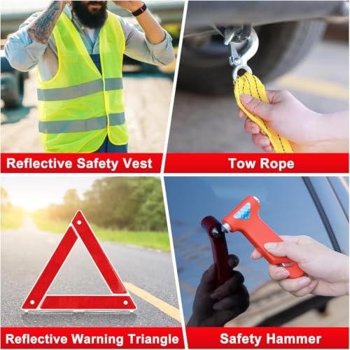 Car Roadside Emergency Kit with Jumper Cables, Shovel - Image 6