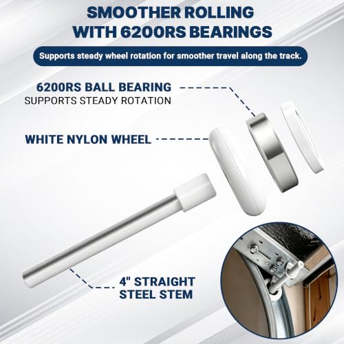 12 Pack 2" Nylon Garage Door Rollers with 6200RS Bearings, 4" - Image 6
