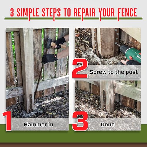 Pack of 4 Easy Fence Post Repair Kit (to Fix 2 Broken Wood - Image 4