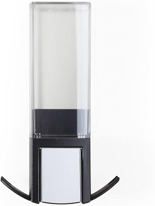 Better Living Clever Soap Dispenser 1 Chamber, Wall Mount Shower Soap Dispenser for Bathroom Hotel Body Wash, Sanitizer Dispenser, Movable Storage Hooks, No Drill, 17 oz, Black