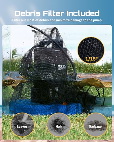 SEESII Automatic Pool Cover Pump, 1/3 HP 3035 GPH - Image 7