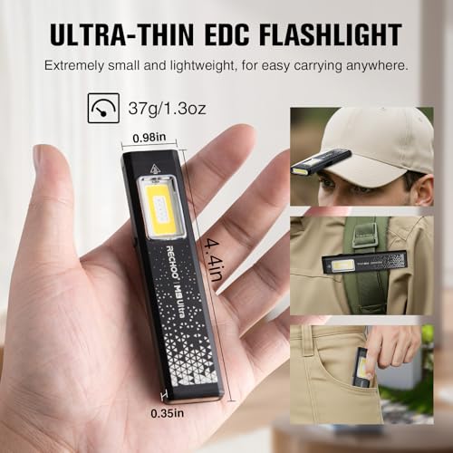 RECHOO Flat EDC Flashlight Rechargeable, 8-Mode Slim - Image 3