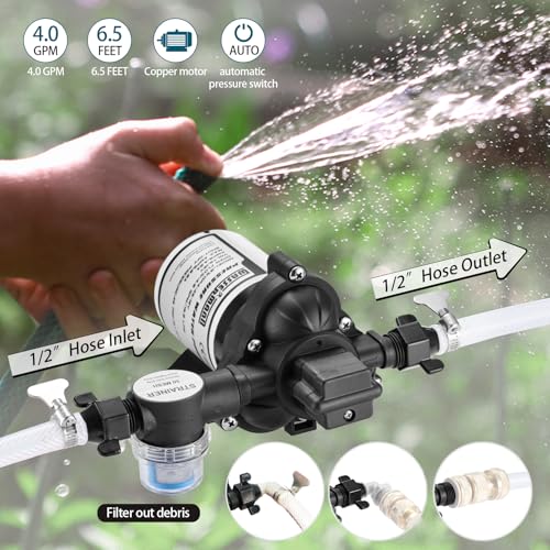 RV Pump, 12V Self-priming RV Water Pressure Pump 4.0GPM - Image 5