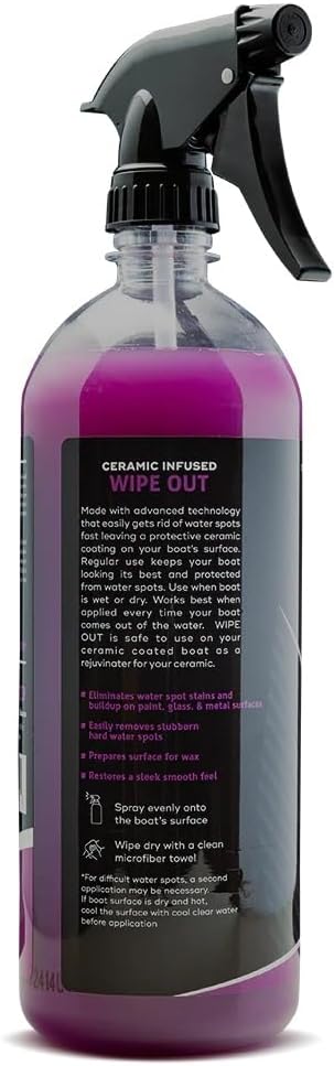 Wipe Out | Passion Fruit Scent | Water Spot Remover 32oz bottle by Swags Sauce – This ceramic-infused water spot remover tackles the toughest hard water spots on gel coat, plastic, and glass.