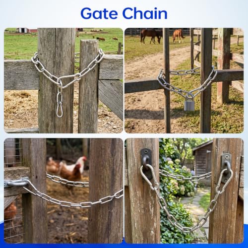 2 Pack Stainless Steel Gate Chain Lock, 5/32" x 28" Latch - Image 6