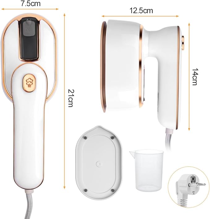 AUAUY Mini Steam Iron, 1000W Portable Handheld Travel Steam Iron, 180° Rotating Handle Converts Iron into Handheld Steamer, 15s Fast Heat Up, 2-in-1 Foldable Steamer Iron for Home and Travel