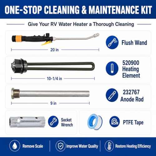 5 IN 1 RV Water Heater Anode Rod & Element & Flush Wand | Home Repair - Image 3
