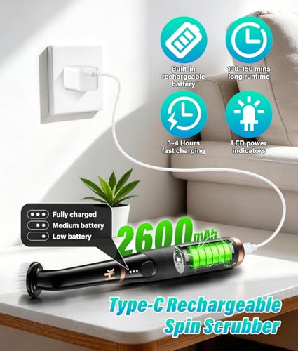 2026 Upgraded Cordless Electric Spin Scrubber, 360° High-Torque - Image 5