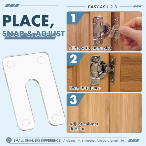 Pangda 50 Pack 1/16" Cabinet Hinge Shims Clear, U-Shaped - Image 5