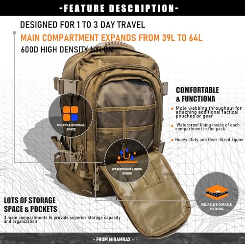 Tactical Backpack for Men Military Large 3 Day Bug Out Bag - Image 5