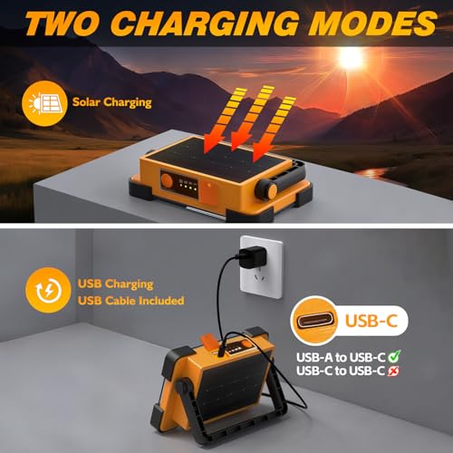 120W Solar Rechargeable 144 LED Work Light, 10000LM Flood Light - Image 6