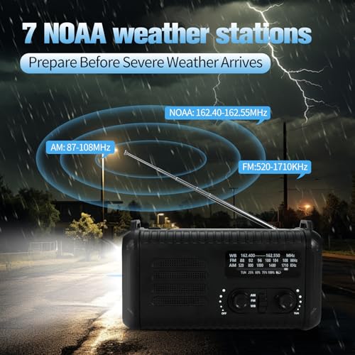 Emergency Weather Radio 20000mAh, Solar Hand Crank Radio - Image 5