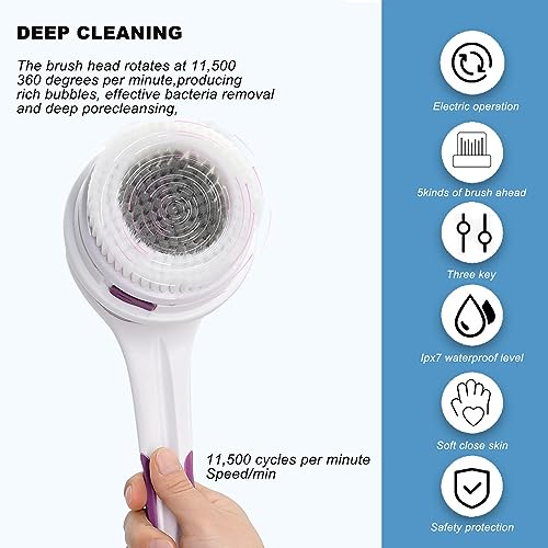 Electric Body Brush,5 Attachments Brush Heads Electric SPA - Image 6