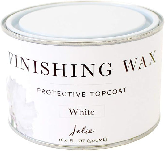 Jolie Finishing Wax - Protective topcoat Paint - Use on interior furniture, cabinets, walls, home decor and accessories - Odor-Free, Non-Hazardous - White - 500ml