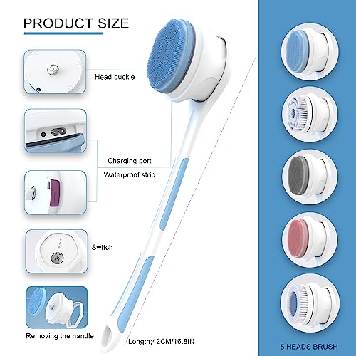Electric Body Brush,5 Attachments Brush Heads Electric SPA - Image 5