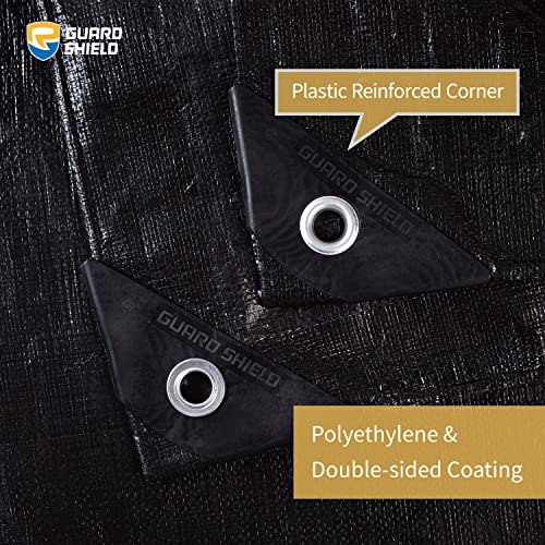 GUARD SHIELD Tarps Heavy Duty Waterproof 12x16 Feet Black Poly - Image 3