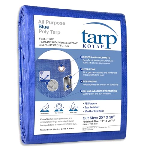 Kotap 20-ft x 30-ft General Purpose Blue Poly Tarp, Item - Image 2