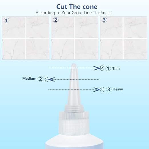 Tile Grout Repair Kit - White Grout Filler, Grout Sealer Fast Drying Grout Repair Kit Restore and Renew Joints Line for Bathroom Shower Kitchen Floor Tile, Waterproof (17.64 oz, White)