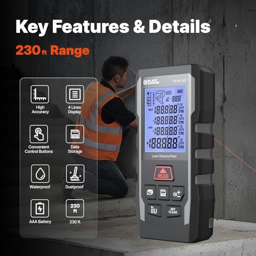 BLACK CANYON Laser Distance Meter,165/230/330 ft Range - Image 4