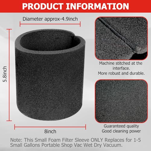 HASMX Small Foam Filter Sleeve Replacement for Shop Vac - Image 3