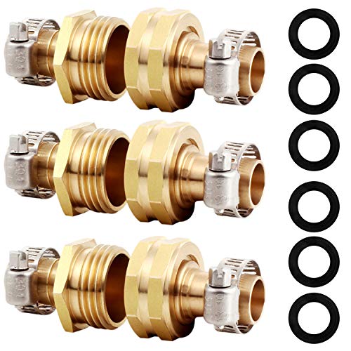 Solid Brass Garden Hose Repair Connector with Clamps Hose - Image 2