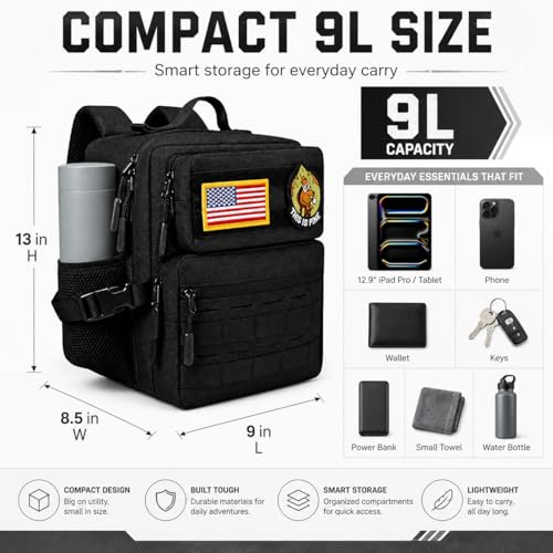 9L Mini Tactical Backpack Small Military Gym Bag for Men | Home Repair - Image 3