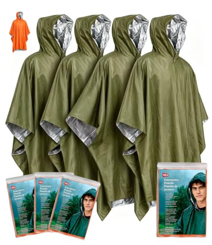 Emergency Survival Poncho (4pc) Thermal Mylar Foil Coating - Image 2