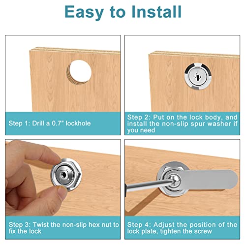 Cam Lock Cabinet Lock Keyed Alike, 1-3/8'' (Length) - Image 6