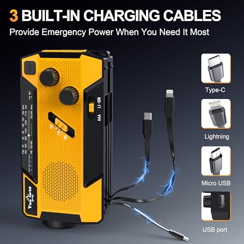 Hand Crank Emergency Radio 7400mWh (2000mAh) Solar Hand Crank - Image 3