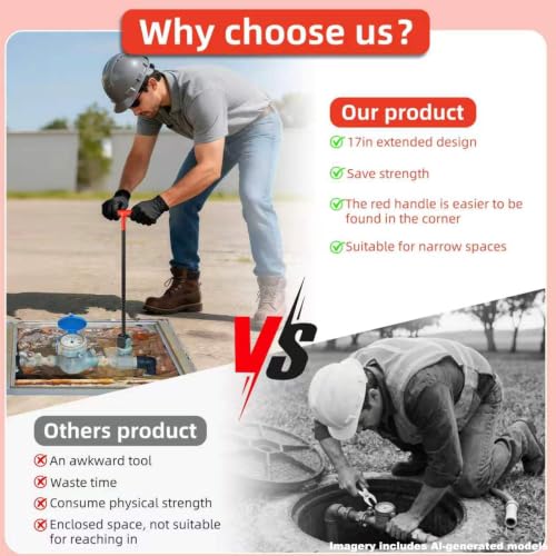 17in Professional Water Meter Key Shut off Tool with 4-Way - Image 7