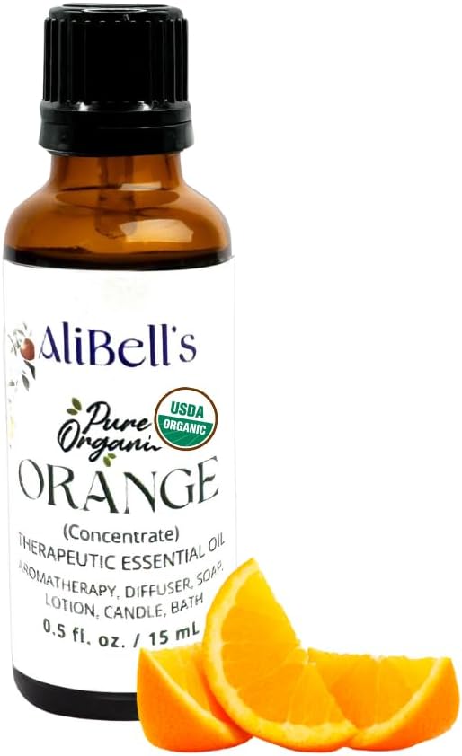 AliBell's - Aromatherapy Oils - Orange Essential Oil Organic - 15 ml Undiluted Therapeutic Grade A Concentrate for Any Use
