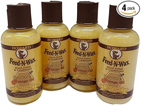 Howard FW0004 Feed-N-Wax Wood Polish and Conditioner, 4.7-Ounce (4-Pack)