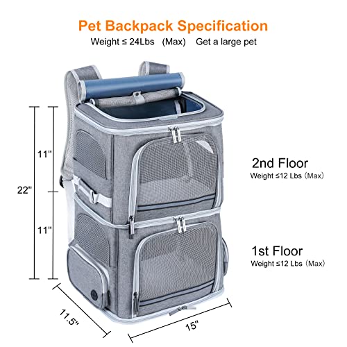 Double Cat Carrier for 2 Cats,Dog Backpack Carrier | Pet Essentials - Image 3