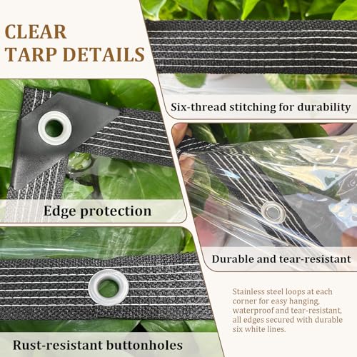 Clear Tarp with Grommets 3x6ft, 14 Mil PVC Heavy Duty Waterproof - Image 3