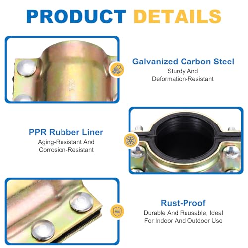 Water Pipe Repair Clamp 4.72" Length 2-3/8" ID, Carbon Steel - Image 4