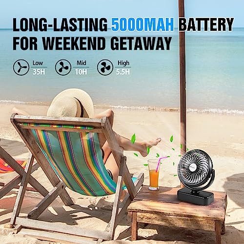 AMACOOL Portable Camping Fan with LED Lantern- 40H Work - Image 5