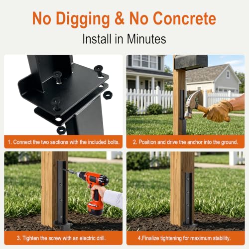 Sutekus Fence Post Repair Kit, 2 Pcs Heavy Duty Post | Home Repair - Image 7