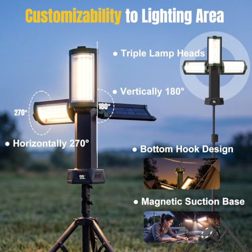 45000mAh Camping Light with Stand, Led Rechargeable Work Light - Image 6