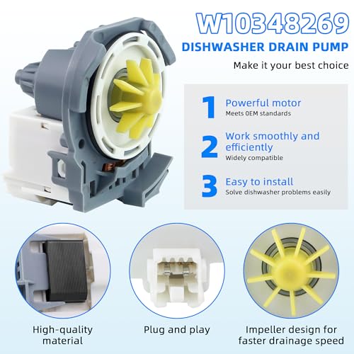 W10348269 Dishwasher Drain Pump Fit for Kenmore Whirlpool may-tag - Image 4