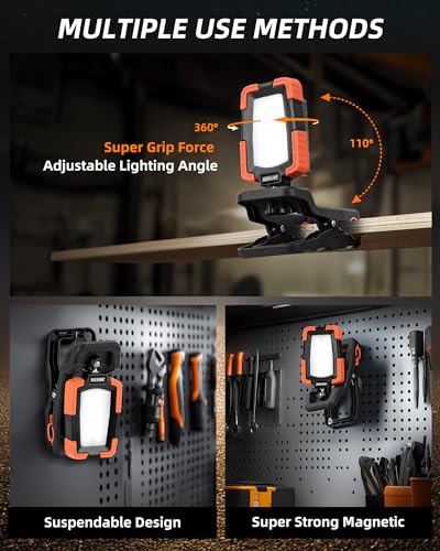 Rechargeable Work Light with Clamp,Foldable Magnetic Work Light - Image 5