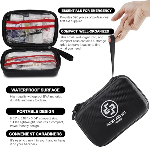 VRIEXSD Premium 320-Piece First Aid Kit, Waterproof EVA Hard - Image 4