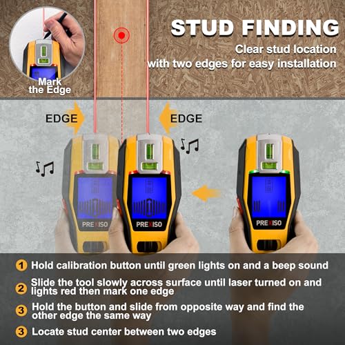 PREXISO 2-in-1 Stud Finder with Laser Level, Rechargeable Cross - Image 7