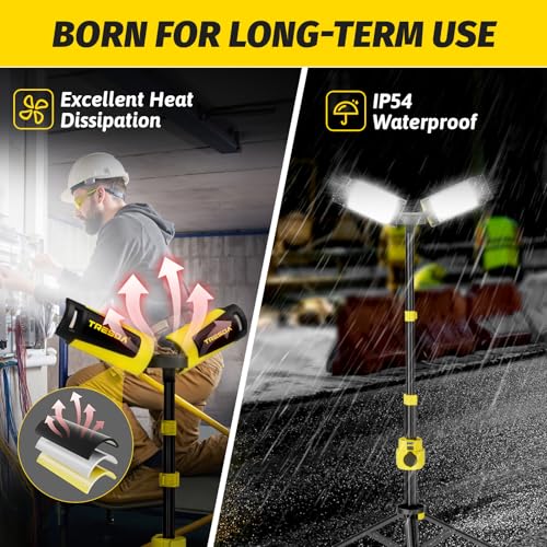 12000LM Rechargeable LED Work Light with Telescoping Tripod Stand - Image 7