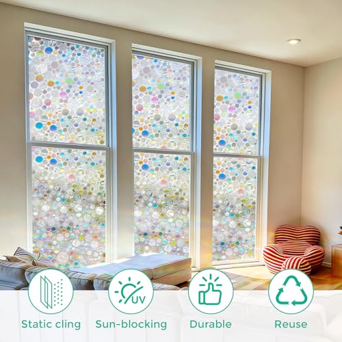 Stained Glass Window Privacy Film,Rainbow Iridescent Bubble 17.5" - Image 7