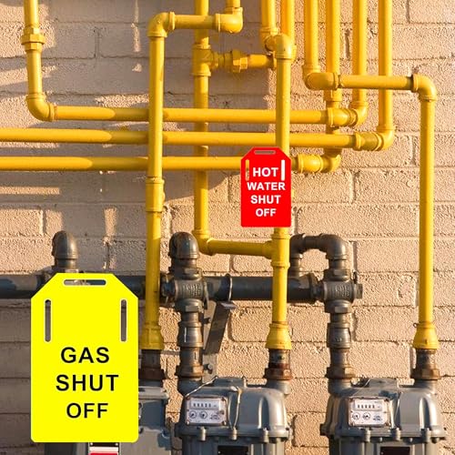 Shut Off Valve Tag Yellow Gas Blue Water Red Hot Water Shut off - Image 5