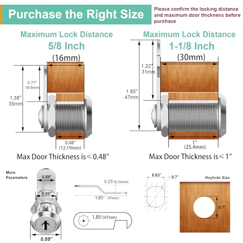 2 Pack Cabinet Locks with Keys, 5/8" Cam Lock Keyed Alike - Image 3