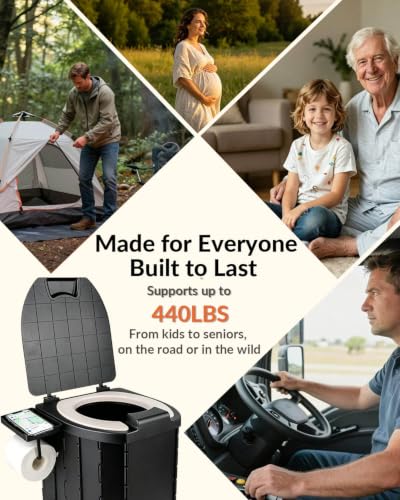 Portable Toilet 13 Inch 440 LBS for Adults & Teens | Travel Essentials - Image 7