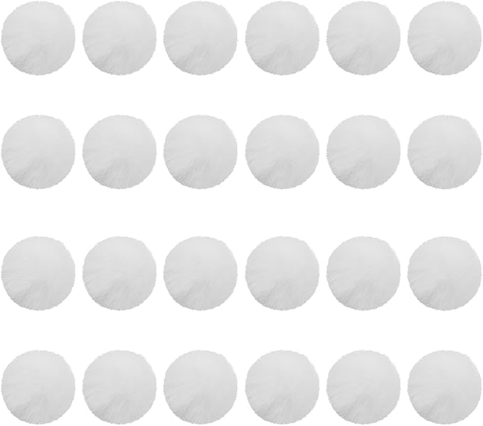 PATIKIL Faux Fur Pom Poms for Hats, 24 Pcs Fluffy Soft Fur Poms Balls with Elastic Loop for Keychain Knitting Hats DIY Scarves Gloves Bag Christmas, White